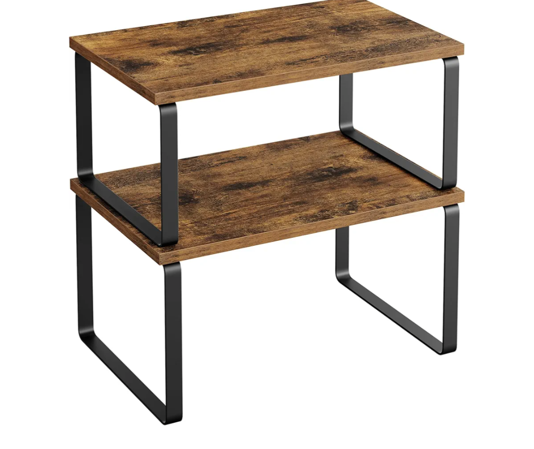 SONGMICS Set of 4 Countertop Organizers, Size: 11.7"W, Color Ink Black + Rustic Brown