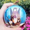 Penguin & Dog - Hand Painted Inside Glass Ornament with Gift Box by LiBien CollectibleHoliday Celebrations 2025 Decor for Thanksgiving, Christmas,New Year