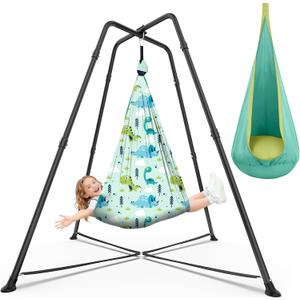 Sensory Swing Set with Stand, Printed Sensory & Pod Swing for Kids