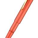 HONG DIAN M2 Mini Fountain Pen with Bent Nib, Sleek Shape Aluminium Short Pocket Travel Pen (Orange Red)