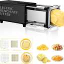 YOTAN Electric French Fry Cutter, French Fry Cutter with 1/2 & 3/8 Inch Blade, Commercial and Household Electric Potato Cutter, Automatic Potato Slicer, Vegetable Cutter, House Warming Gifts (Black)