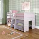 Max & Lily Modern Farmhouse Low Loft Bed, Twin Bed Frame for Kids with 2 Bookcases, White Wash