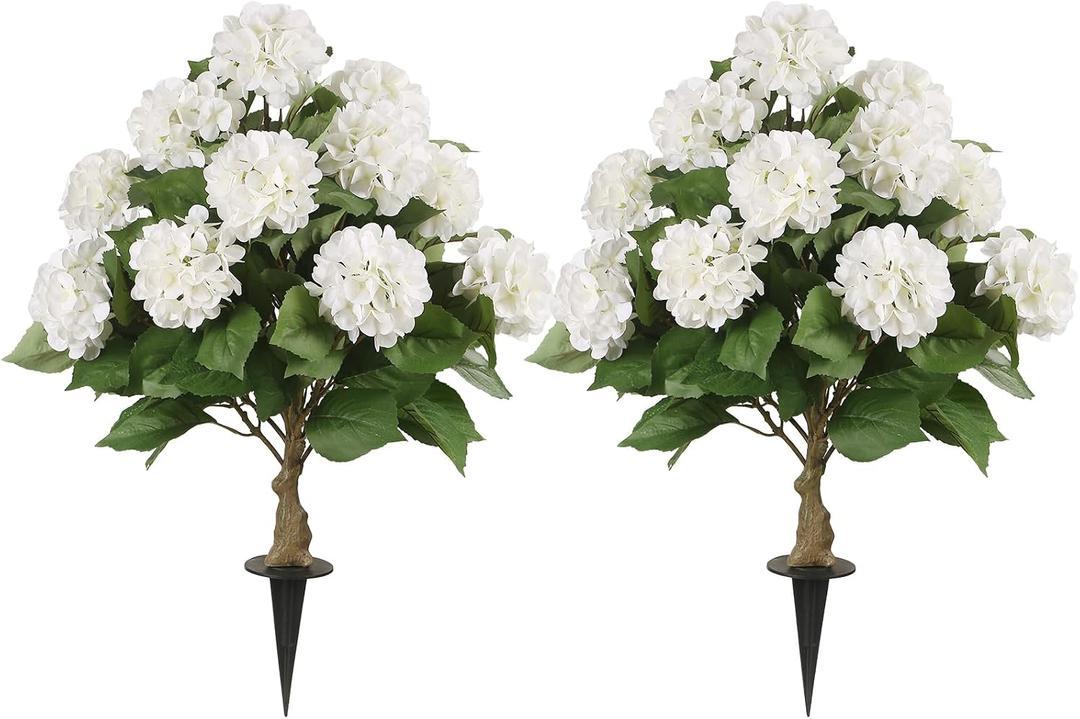 3FT Artificial Hydrangea Tree with Spikes, 2 Pack Faux Silk Plant Fake Hydrangea Bush Flower Tree for Porch Patio Living Room Decor
