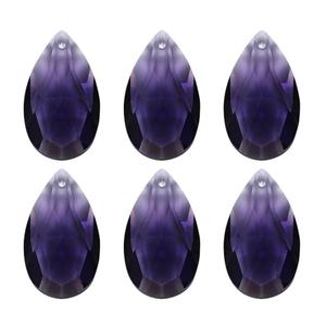 PATIKIL K9 Crystal Pendants Teardrop Beads, 6 Pack 38mm Chandelier Prisms Parts Hanging Beads DIY Lamp for Arts Crafts Decoration, Dark Purple