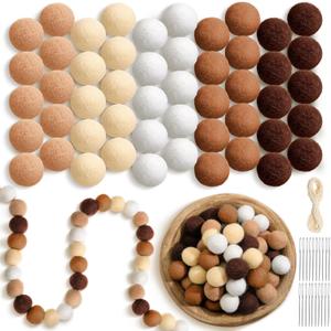 Buryeah 100 Pcs Christmas Wool Felt Balls Christmas DIY Garland Felt Balls for Crafts Hanging Decorations for Home and Party (Brown)