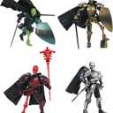 4 Set Skeleton Knight Action Figure Toy, Multi-Jointed Movable Dummy Medieval T13 Articulated Robot Figure, Fantasy Warrior Undead Skeleton Death Knights Display Model (Assembly Required)