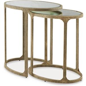 Signature Design by Ashley Irmaleigh Classic Nesting Accent Table Set with Mirrored Tabletops, Set of 2, Metallic, 22.25" W x 15.5" D x 24.13" H