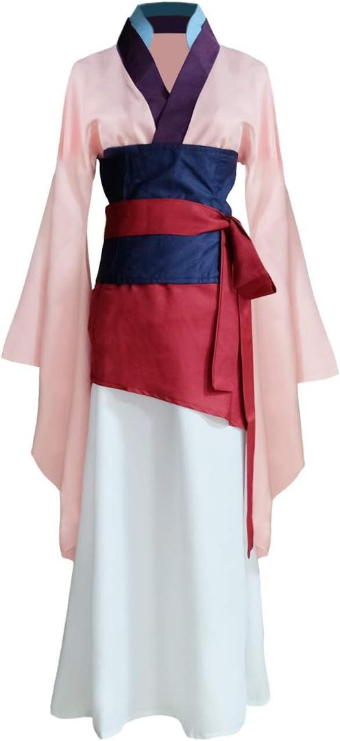 Angelaicos Womens Princess Mulan Costume Dress Chinese Heroine Party Ball Gown (Small, Pink)