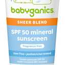 Babyganics SPF 50 Mineral Sunscreen Lotion, Sheer Blend, UVA UVB Protection, Octinoxate & Oxybenzone Free, Water Resistant, Fragrance Free, 3 oz