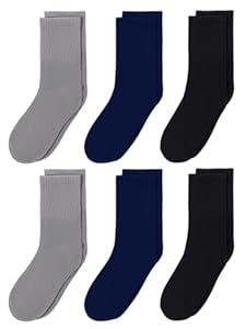 6 Pairs Kids Socks Boys Girls Crew Athletic Half Cushioned Cotton Sport Running Arch Support Soft Breathable Socks , 29.5x38