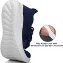 Feethit Womens Slip On Running Shoes Non Slip Walking Shoes Lightweight Gym Workout Shoes Breathable Fashion Sneakers All Dark Blue Size 8.5