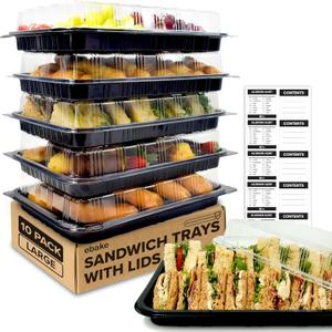 5 Pack Catering Trays with Lids  17" Serving Tray with Lid, Heavy Duty Recyclable Plastic Party Platters for Catering, Buffet, Picnics & Events  Food Trays with Clear Lid (17.72 x 12.20 x 2.95 inch)