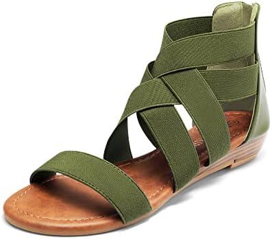 DREAM PAIRS Women's Elastic Ankle Strap Low Wedges Sandals Size 7.5