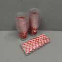 Pickmesh 29 Pcs Red Baby Shower Party Plastic Cup 12 oz a Little Strawberry Is on the Way Thick Clear Cup Lids Straws Autumn Gender Reveal Thanksgiving Party Supplies Decorations