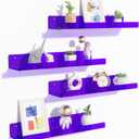 upsimples 4 Pack Acrylic Shelves for Wall Storage, 15" Floating Bookshelves for Kids, Display Shelf Organizer for Bathroom, Bedroom, Living Room Decor, Kitchen, Clear Purple