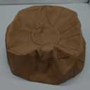 Thgonwid Unstuffed Moroccan Faux Leather Pouf Ottoman with Storage - Handmade Boho Chic Multi-Use Footrest for Living Room, Bedroom, Patio - Round Ethnic Floor Cushion & Decorative Accent, Khaki