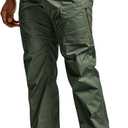 CQR Men's Utility Flex Cargo Pants, Classic-Fit Casual Stretch Work Pants, Water Resistant Lightweight Tactical Hiking Pants (Green)