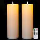 5plots 4" x 12" Waterproof Outdoor Flameless Candles Battery Operated LED Large Pillar Candles with Remote and Timer for Indoor Outdoor Lanterns, Long Lasting, White, Set of 2