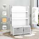 WISUCART Kids Bookshelf withToy Storage Organizer, 3 Tier Bamboo Todders Book Shelf Large Book Rack for Child Room Playroom Nursery for Kids, Children, Toddlers (White)