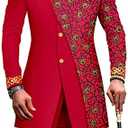 African Suits for Men Embroidery Print Blazer and Pants Set Business Suit Party Wedding Evening Size M