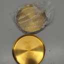 2 Pack Round Gold Trays Small Brass Tray Round Metal Candle Dish Stainless Steel Jewelry, Make Up, Candle Plate Decorative Tray for Bathroom Kitchen Dinning Coffee Table Decoration,4.9 Inch