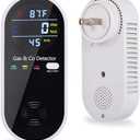 Combination Gas & Carbon Monoxide Detector Plug in Wall, WESHLGD Portable Natural Gas and Carbon Monoxide Detector for Travel, 4 in 1 CO and Gas Detector with Temperature Humidity Display - 1Pack