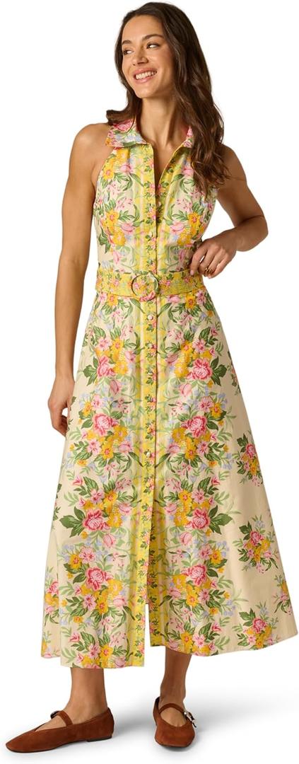 Adrianna Papell Printed Cotton Maxi (4, Pale Yellow)