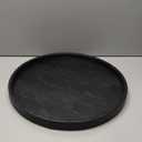 20 x 20 inches High-end Luxury Leather Round Oversized Service Tray, Ottoman & Coffee Tray for Family Dinner, Out-of-House Picnic, Party Essential (20 inch Black)