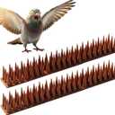 Bird & Animal Deterrent Spikes, 6 Packs Outdoor Plastic Spike Strips for Roof, Ledges, Fence, Walls & Railing, Humane Squirrel, Raccoon & Pigeon Barrier, 6 FT Coverage, Brown