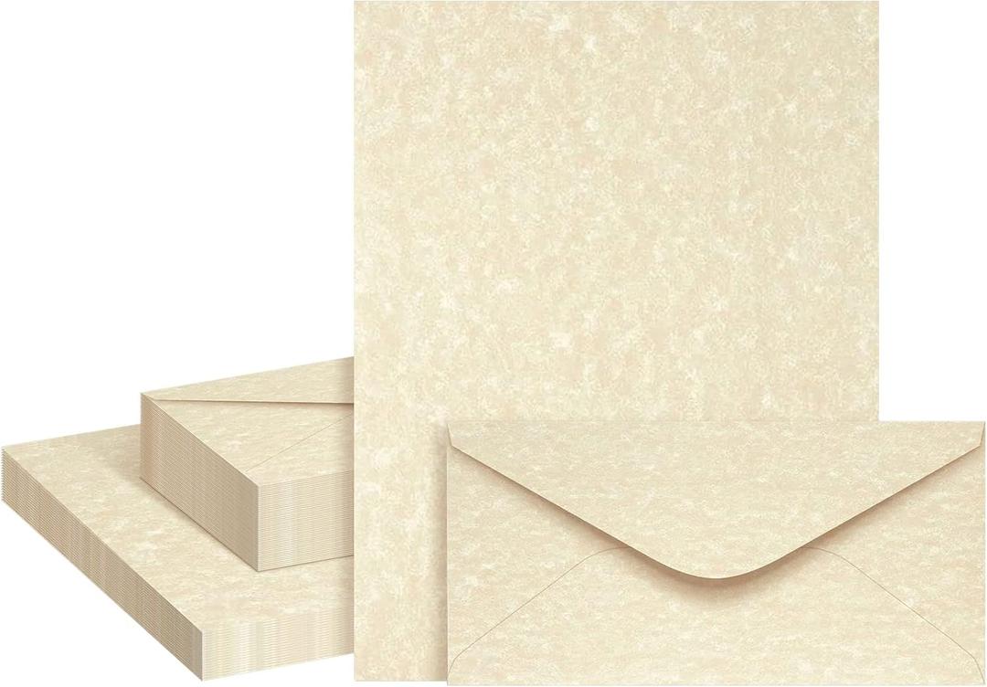 Eersida 150 Sheets Vintage Stationery Paper and Envelopes Letter Set Includes 100 Vintage Letter Writing Paper and 50 Envelope for Office Library(8.5 x 11 Inch,Retro Style)