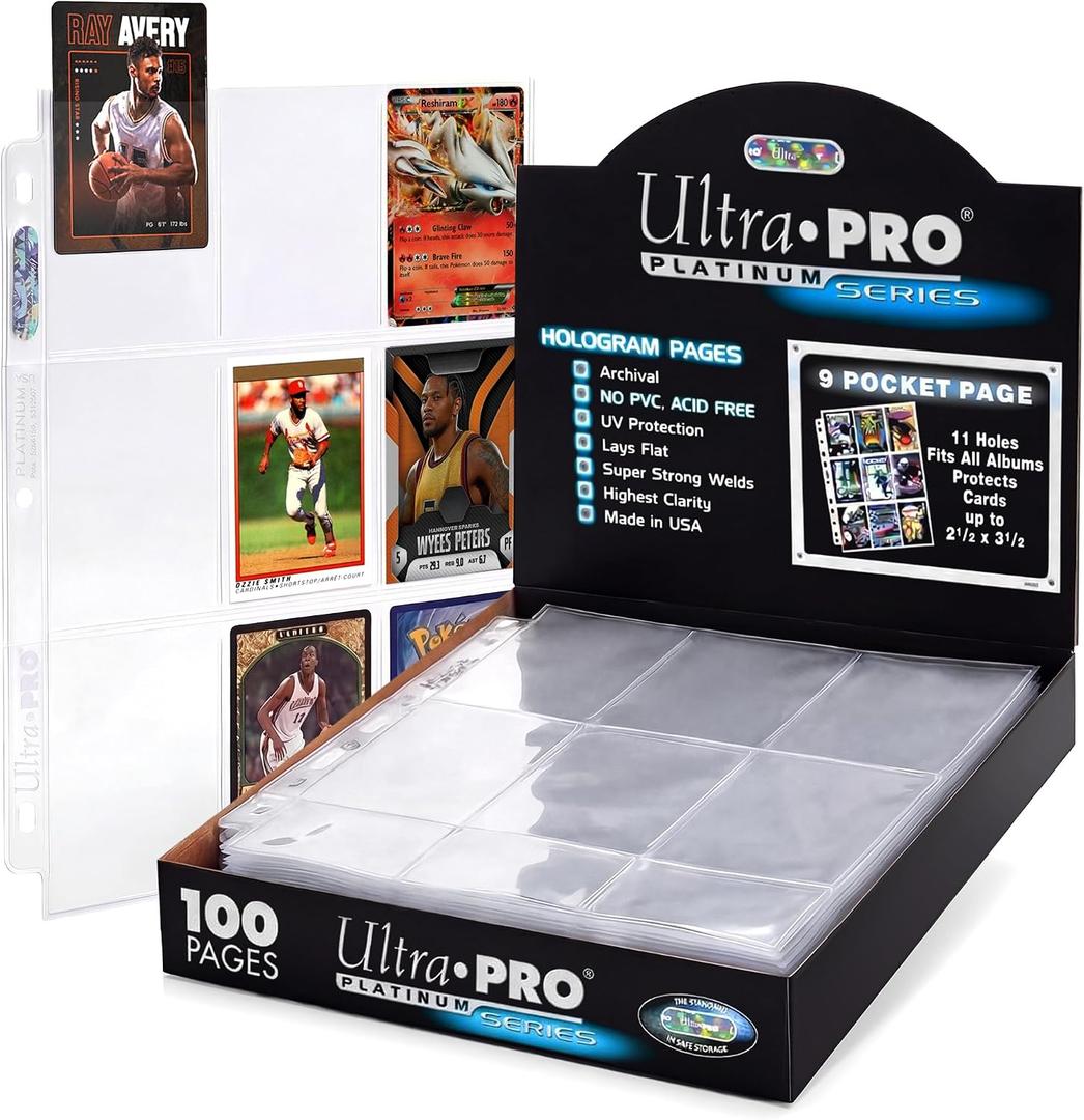 Ultra Pro 9 Pocket Pages Platinum Series - 100 Pages of Card Sleeves for Trading Card Binder and More