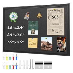 ORIENTOOLS 24x36 Black Cork Board, Wooden Frame, Hanging Pin for Office