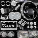 NBTEPEM 9 PCs Bling Car Accessories Set for Women, Steering Wheel Covers Universal Fit 15 Inch, Bling License Plate Frame, Bling Phone Holder, Bling Car Coasters (Silver Diamond)