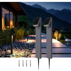 SOTTLOT Solar Pathway Lights, Dimmable Metal Solar Landscape Path Lights IP65, 3000K Solars Walkway Light for Outside, Garden Yard Patio Path Lawn Decor, 2pcs