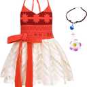 AmzBarley Baby Girls Costume First Birthday Party Dress up Toddler Kids Backless Lace Dress with Accessories (2T (1-2Years))