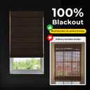 UNISHADES Cordless Bamboo Roman Shades for Windows, 100% Blackout Backing Fabric for Light Blocking, 43" W 64" H - Papara Carbon
