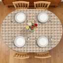 Weave Printed 48 x 68 Inch Oval Fitted Tablecloth with Elastic Edged, Waterproof Oil Proof Wipeable Oblong Table Cover for Indoor Outdoor Patio Table, Fits Oblong Oval Tables Up To 48" W x 68" L