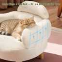 Cat Sofa Furniture-Style Pet Bed with Removable Cotton Velvet Cover, Solid Pine Wood Legs, for Cats and Small Dogs, White