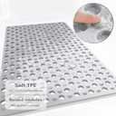 Tiamo Large Bathtub Mat 20.87" x 33.86",Non Slip Shower & Tub Mat for Elderly & Pregnant Women,Big Suction Cups,Quick Drain,Soft & Durable,Grey, 33.9" x 20.9"