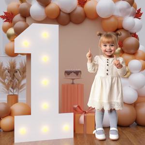 Bugame 3FT Marquee Numbers, Large Light Up Numbers for 1st 15th Birthday Decorations Warm Light for Anniversary Party Decor, Number 1