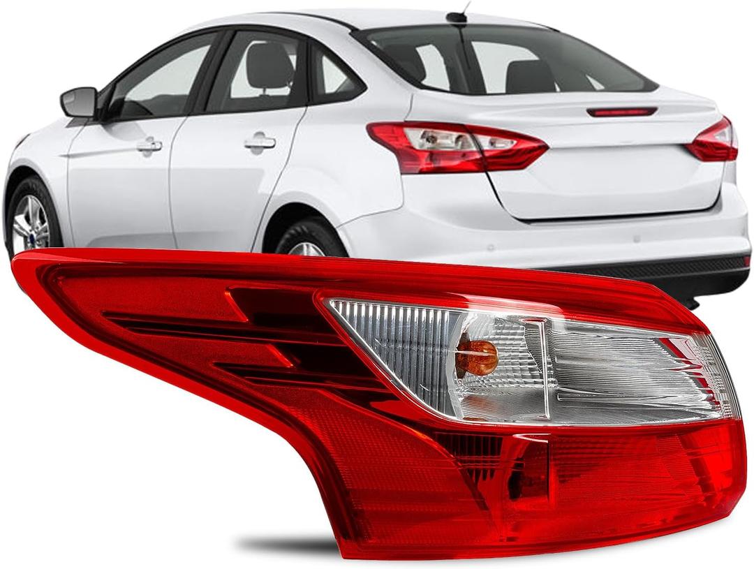 RANSOTO Tail Light Compatible with 2012 2013 2014 Ford Focus Sedan Rear Taillight with Bulb Left Driver Side Brake Lamp