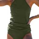 Beachsissi Womens Tankini Ruched Design Tummy Control Bathing Suits Small