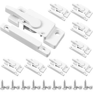 8 Pack Windows Sash Lock-Sliding Window Sash Locks for Single-Hung and Double-Hung Windows-White Cam Sash Locks for Vertical and Horizontal Sliding Windows