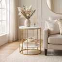 Adompacat Side Table, 2-Tier Round End Table for Couch, Small