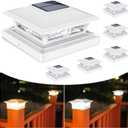 VOLISUN Solar Post Cap Lights: 6 - Pack Outdoor Deck Post Cap Lights White for Dock Fence Waterproof 2 Color Modes,4x4/6x6 Wooden/Vinyl Posts