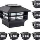 GreenLighting Superior Two Tier Solar Post Cap Lights Fits 4x4 Wood, 4x4, 5x5 PCV/Vinyl Outdoor Solar Powered Post Cap Light, Fence Post, Landscaping, Deck, Garden- Bright LED, Waterproof Black 8 Pack