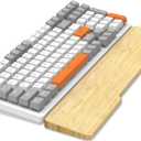 MANBASNAKE Ergonomic Bamboo Wrist Rest for Mechanical Keyboard, White, Minimalist Style, Hard Wrist Rest for Easy Typing and Pain Relief, Anti-Slip Keyboard Rest for Laptop/PC Gaming/Mac (98-Key) (Light Golden - 98)