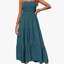 Women's Summer Maxi Dress 2025 Casual Boho Sleeveless Spaghetti Strap Smocked Tiered Long Beach Sundresses M
