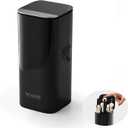 DASITON Makeup Brush Holder with Lid,4 Slots Makeup Brush Organizer,Automatic Lifting Makeup Cosmetics Organizer,for Vanity Decor,Bathroom Countertop,Dustproof Cosmetic Brushes Container(Silver-Black)