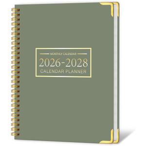 2026-2028 Monthly Planner - 3 Year Monthly Planner 2026-2028, Jan. 2026 - Dec. 2028, 8.5" x 11", 36 Months Calendar Planner with Spiral Bound, Notes Pages, Perfect for School & Office for Women & Men - Green
